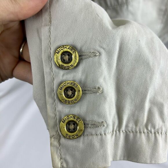 Michael Kors Womens One Button Blazer Suit Jacket Tan 100% Cotton Size 14 - Picture 8 of 12